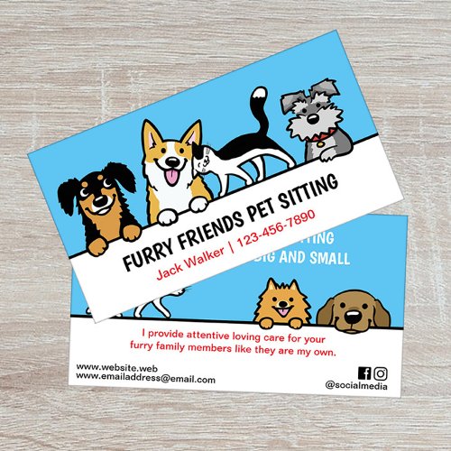 Dog and Cat Pet Sitting Cute Animal Care Funny  Business Card