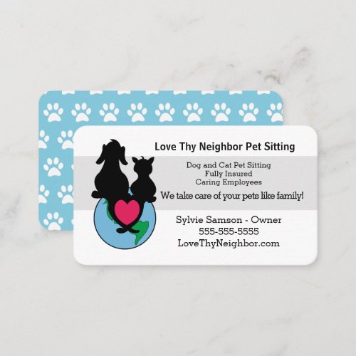 Dog and Cat Pet Sitting Template Business Card