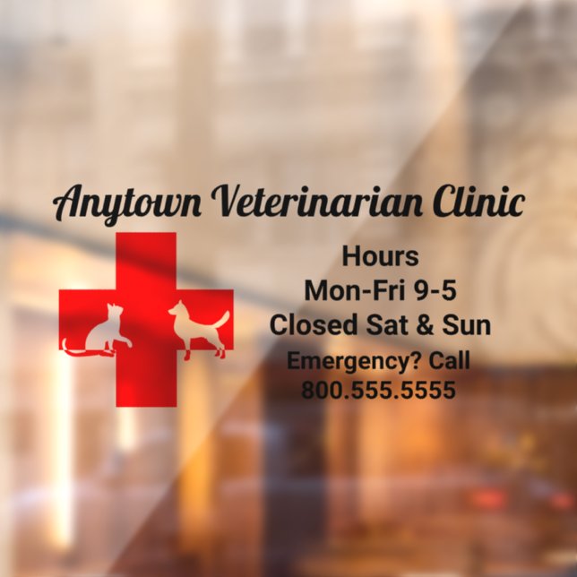 Dog and Cat Red Cross Veterinarian   Window Cling (Sheet 2)
