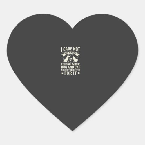 Dog and Cat Religion Quote Heart Sticker