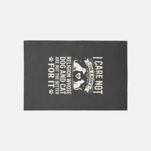 Dog and Cat Religion Quote Rug