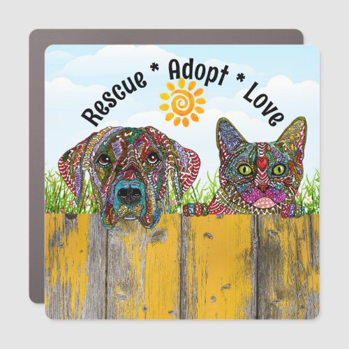 Dog and Cat Rescue Adopt Love Car Magnet