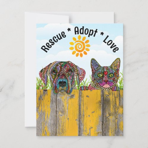 Dog and Cat Rescue Adopt Love Greeting Card