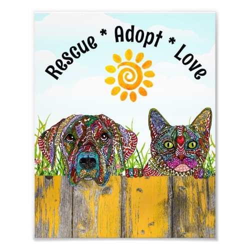 Dog and Cat Rescue Adopt Love Photo Print