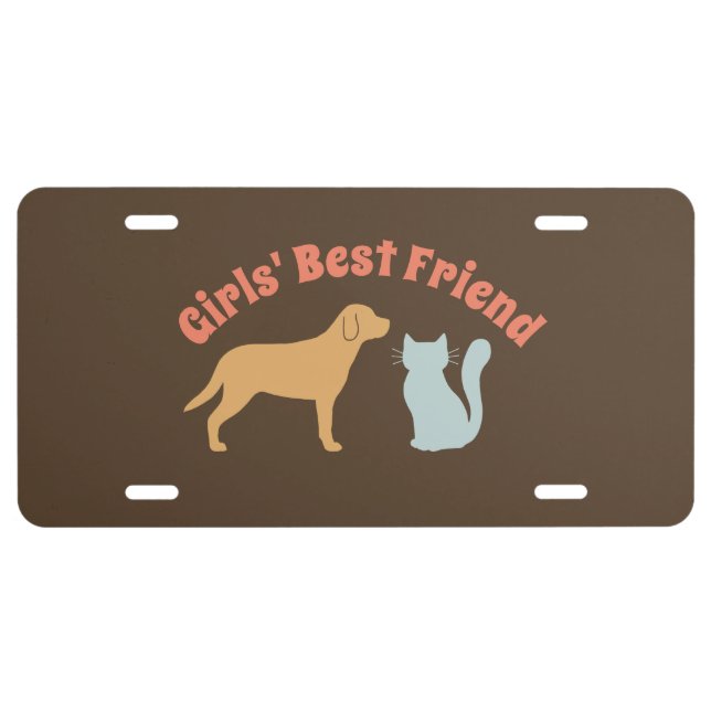 Dog and Cat Silhouettes License Plate (Front)