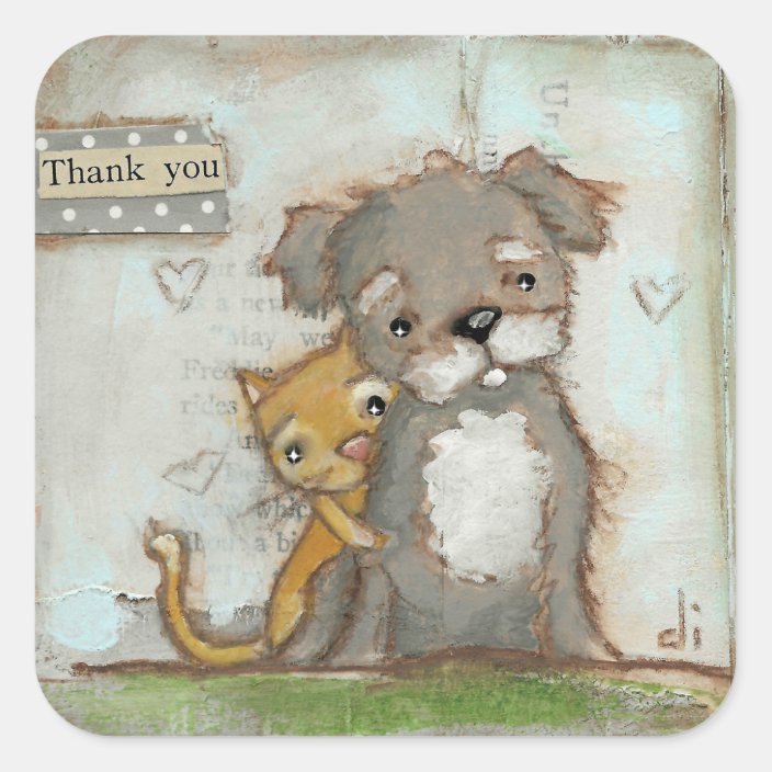 Dog and Cat - Thank you stickers | Zazzle.com