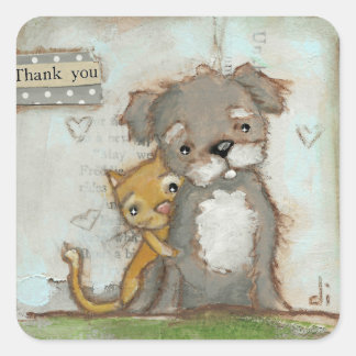 Dog and Cat - Thank you stickers