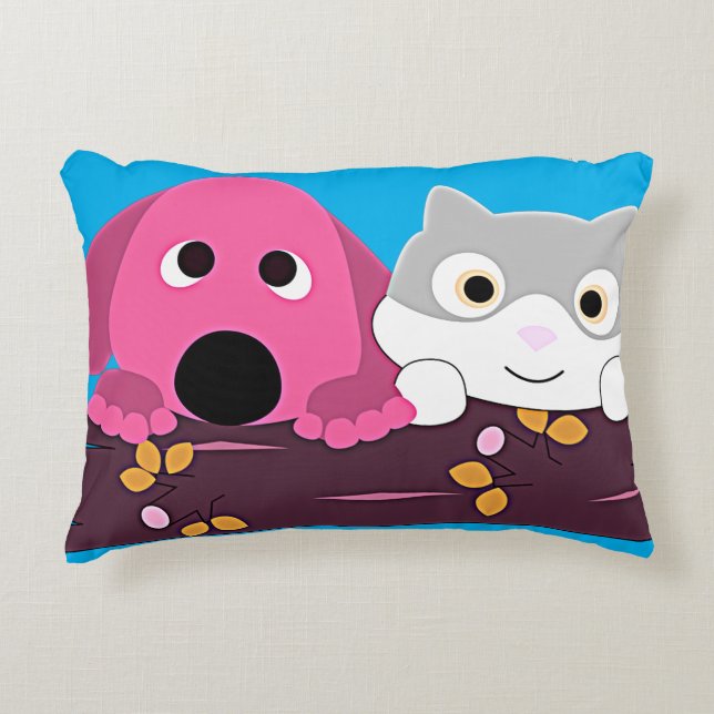 Dog and cat throw pillow. accent pillow (Front)