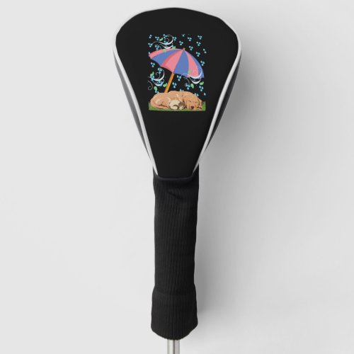 Dog and Cat Under An Umbrella In Rainy Weather Golf Head Cover