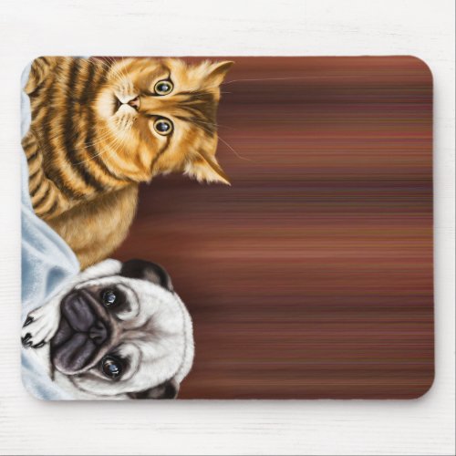 DOG AND CAT WATCHING TV Blanket Mouse Pad