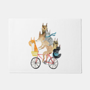 Dog and cats cycling  doormat
