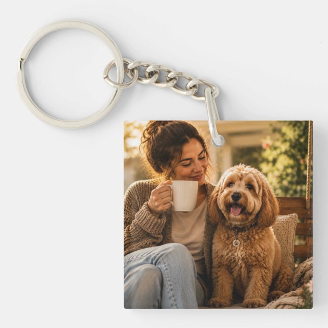 Dog and Coffee Keychain (Front)