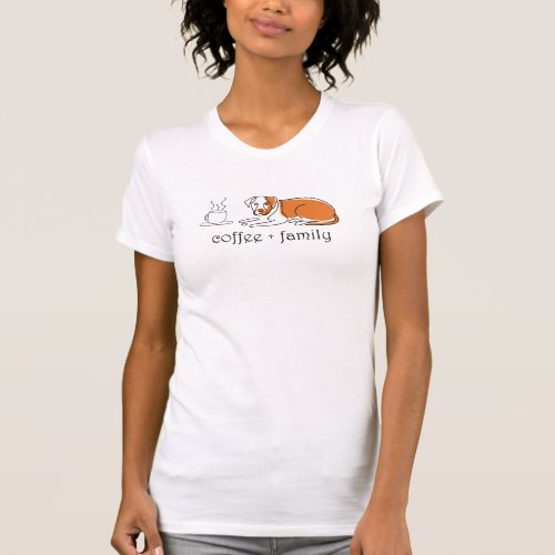 Dog and Coffee Line Art T_Shirt