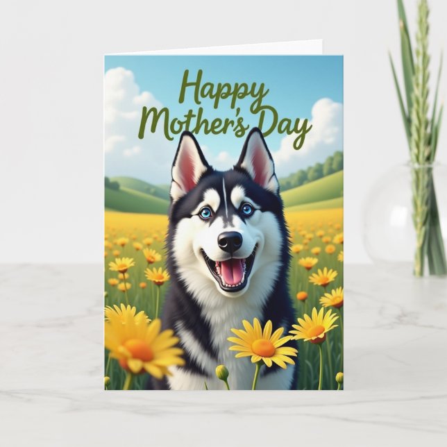 Dog And Daisies Mothers Day Card (Front)