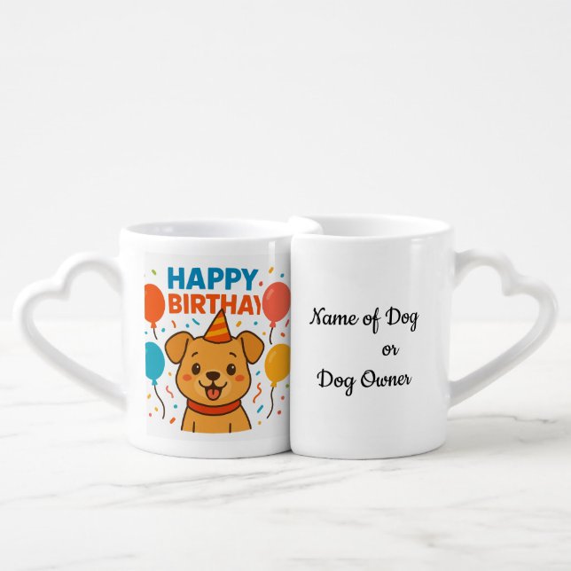 Dog and Dog Owner Bday Couple Mug - Custom Name (Front Nesting)