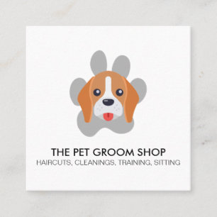 Dog and Dog Paw Square Business Card