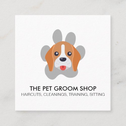 Dog and Dog Paw Square Business Card