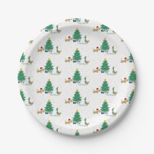 Dog and Duck holiday tree Paper Plates