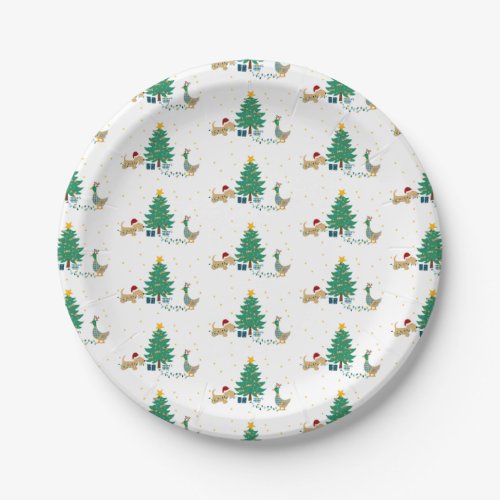 Dog and Duck holiday tree Paper Plates