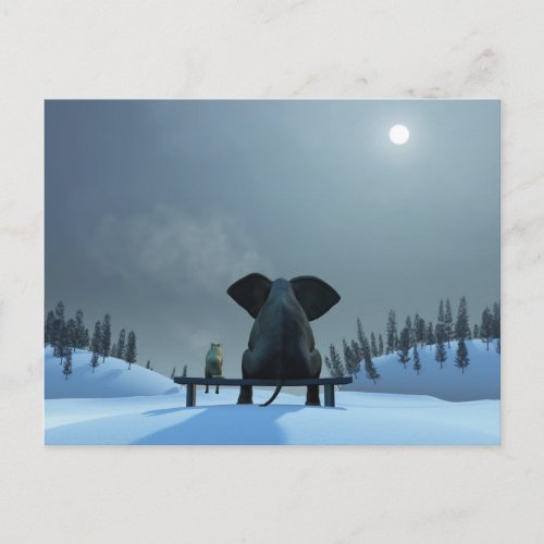 Dog and Elephant Friends Postcard