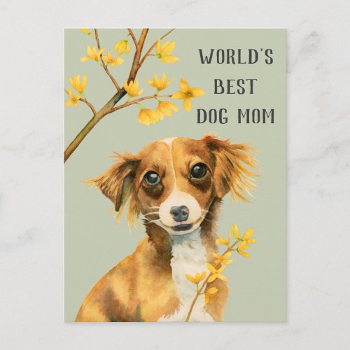 Dog and Flowers  Dog Mom  Mothers Day Postcard