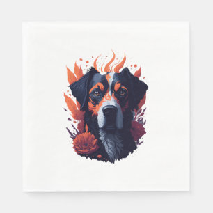 Dog and flowers napkins