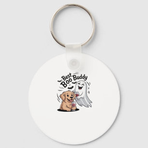 Dog and ghost drinking wine. Classic T-Shirt Keychain