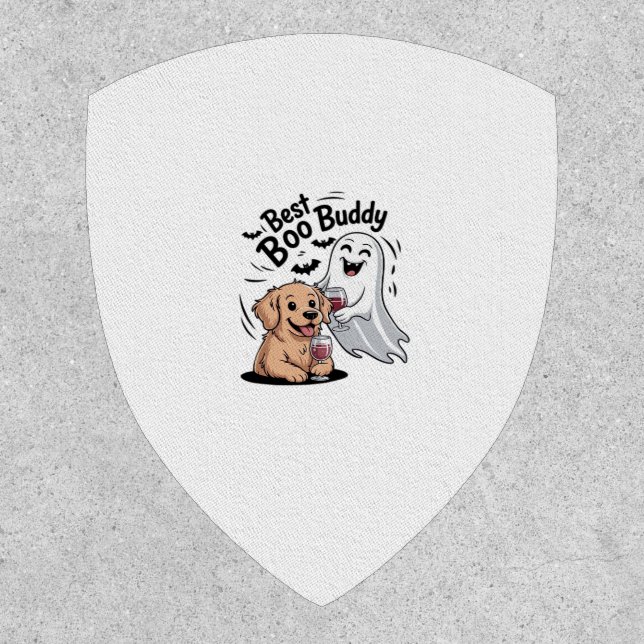 Dog and ghost drinking wine. Classic T-Shirt Patch (Front)
