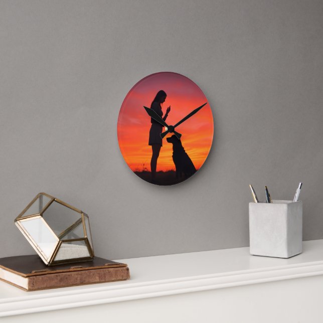 dog and girl  Round Clock (Office)