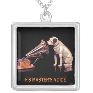 Dog and Gramophone Silver Plated Necklace