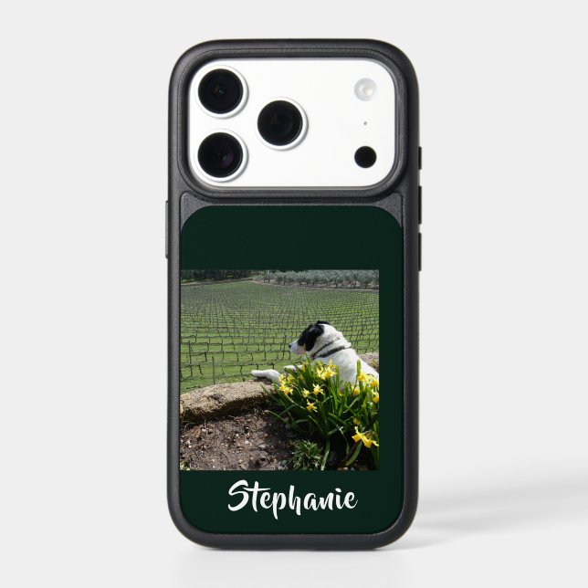 Dog and Grape Vines, Name,  Otterbox iPhone Case (Back)