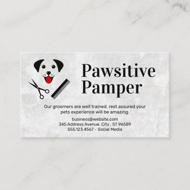 Dog and Grooming Icons Business Card (Front)