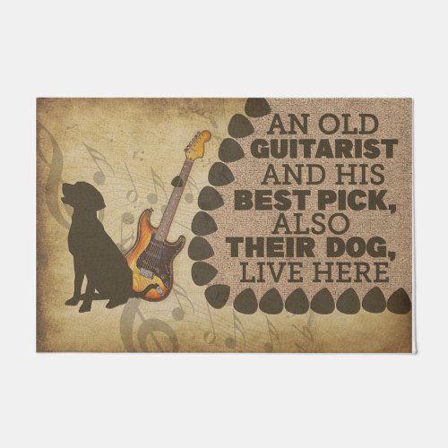 Dog And Guitarist Doormat Cute Family Mat