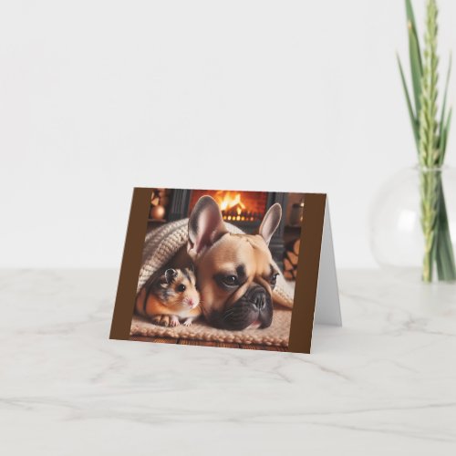 Dog And Hamster Missing You Greeting Card