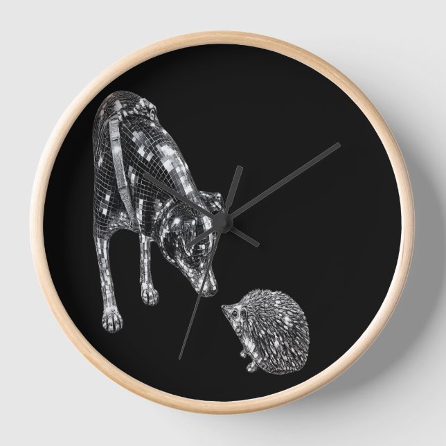 Dog and Hedgehog Wall Clock | Unique Animal Lover  (Front)