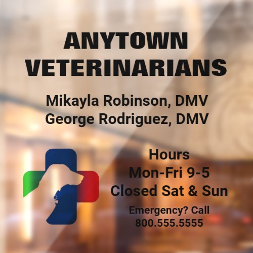 Dog and Medical Symbol Veterinarian  Window Cling