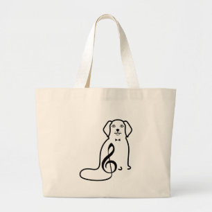 DOG AND MUSIC NOTE LARGE TOTE BAG