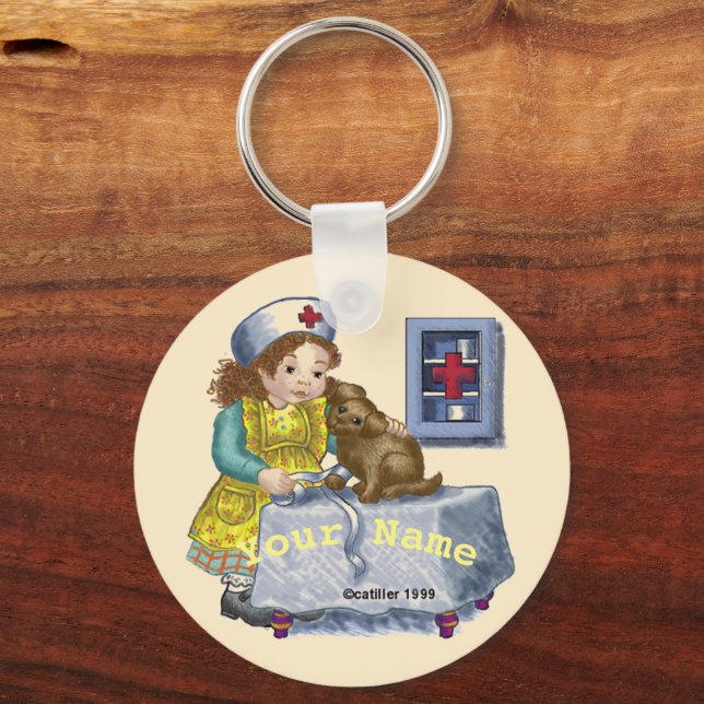 Dog and nurse  keychain (Front)