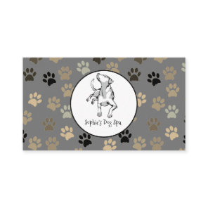 Dog And Paw Print Pattern Dog Grooming Spa Business Card
