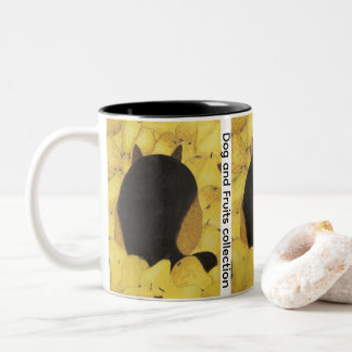 Dog and pears Two-Tone coffee mug
