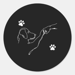 Dog And People Punch Hand Dog Friendship Fist Bump Classic Round Sticker