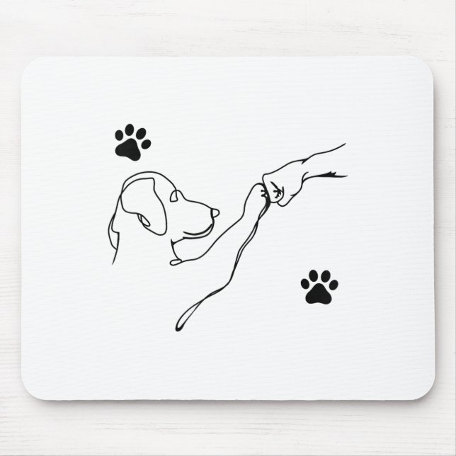 Dog And People Punch Hand Dog Friendship Fist Bump Mouse Pad (Front)