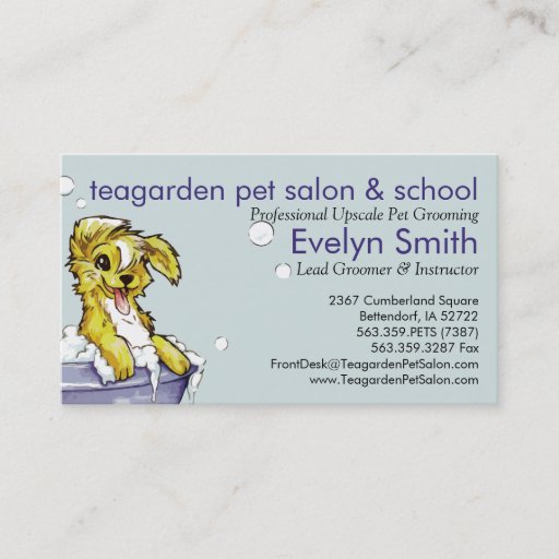 Customizable Dog and Pet Groomer - Doggie Bubble Bath Business Card Template