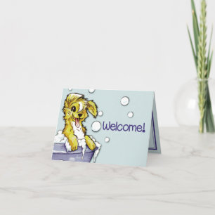 Dog and Pet Groomer Welcome - Doggie Bubble Bath Letterpress Thank You Card