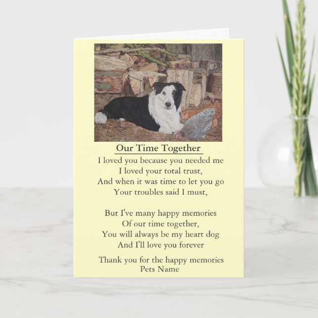 dog and pet sympathy poem original customizable card (Front)
