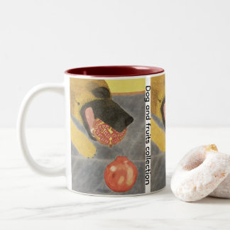Dog and pomegranate Two-Tone coffee mug