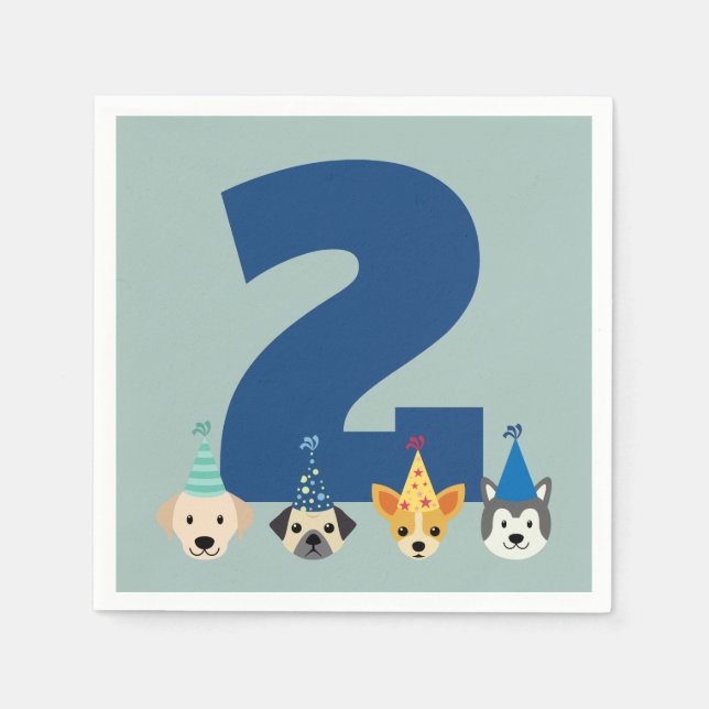 Dog and Puppy Birthday Party Napkins (Front)