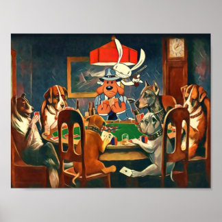 Dog and Rabbit Playing Poker Sam Max TShirts Gadg Poster