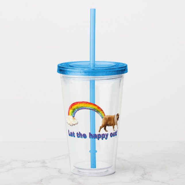 Dog and Rainbow Graffiti Acrylic Tumbler (Front)