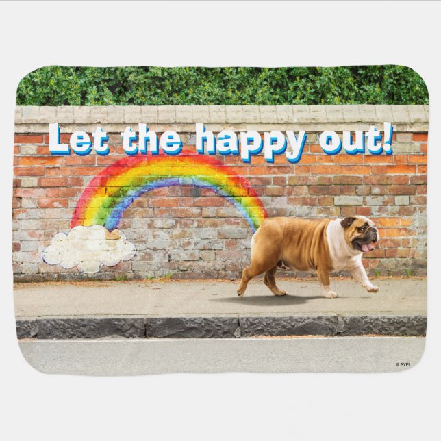 Dog and Rainbow Graffiti Baby Blanket (Horizontal)